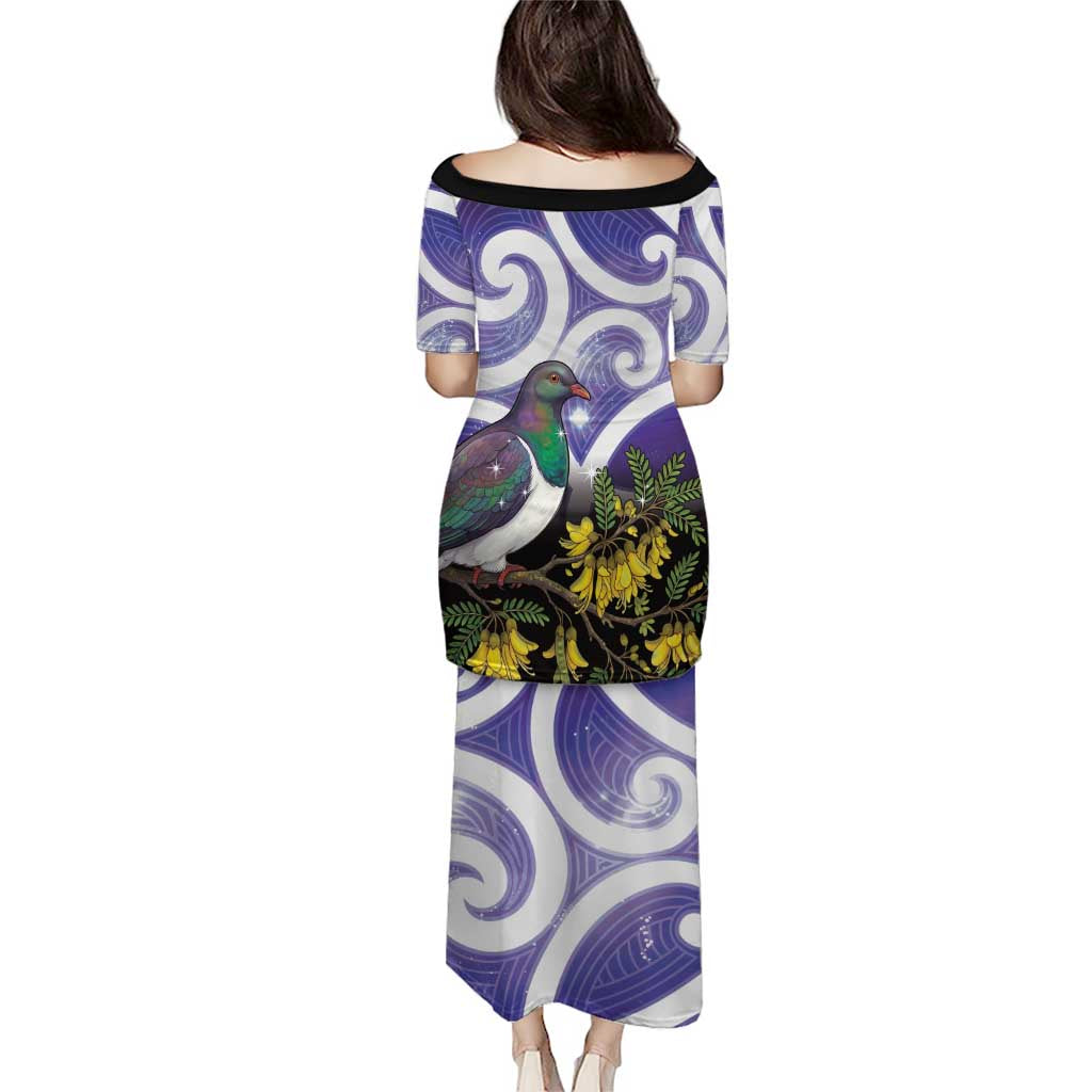 Kekeru New Zealand Matariki Family Matching Puletasi and Hawaiian Shirt Kukupa Kowhai Maori New Year Purple Version LT14 - Polynesian Pride
