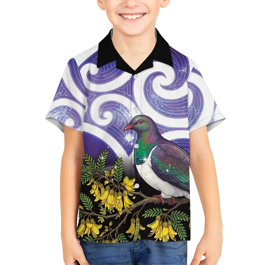 Kekeru New Zealand Matariki Family Matching Puletasi and Hawaiian Shirt Kukupa Kowhai Maori New Year Purple Version LT14 Son's Shirt Purple - Polynesian Pride