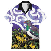 Kekeru New Zealand Matariki Family Matching Summer Maxi Dress and Hawaiian Shirt Kukupa Kowhai Maori New Year Purple Version LT14 Dad's Shirt - Short Sleeve Purple - Polynesian Pride