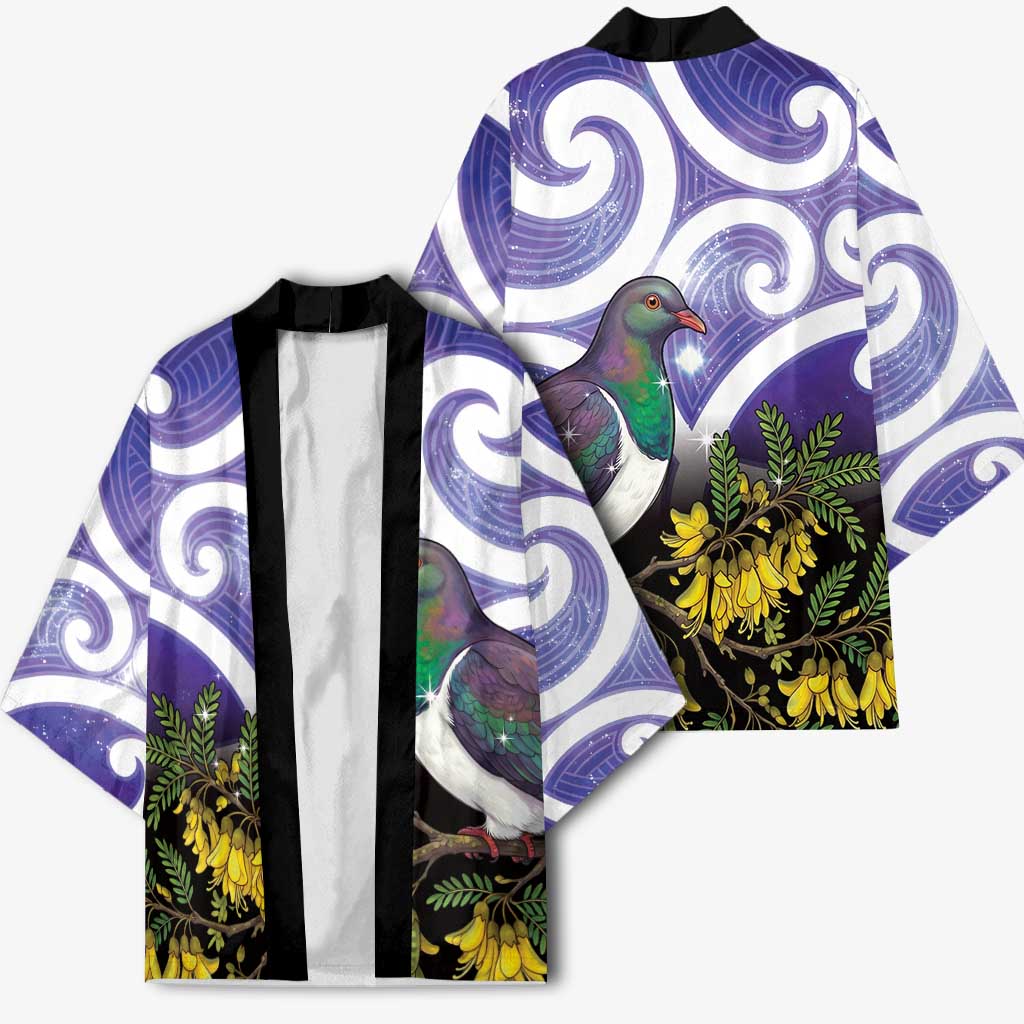 Kekeru New Zealand Matariki Kimono Kukupa Kowhai Maori New Year Purple Version LT14 - Polynesian Pride