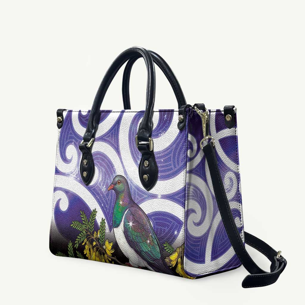 Kekeru New Zealand Matariki Leather Bag Kukupa Kowhai Maori New Year Purple Version LT14 Purple - Polynesian Pride