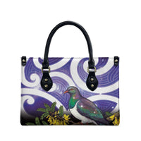 Kekeru New Zealand Matariki Leather Bag Kukupa Kowhai Maori New Year Purple Version LT14 - Polynesian Pride