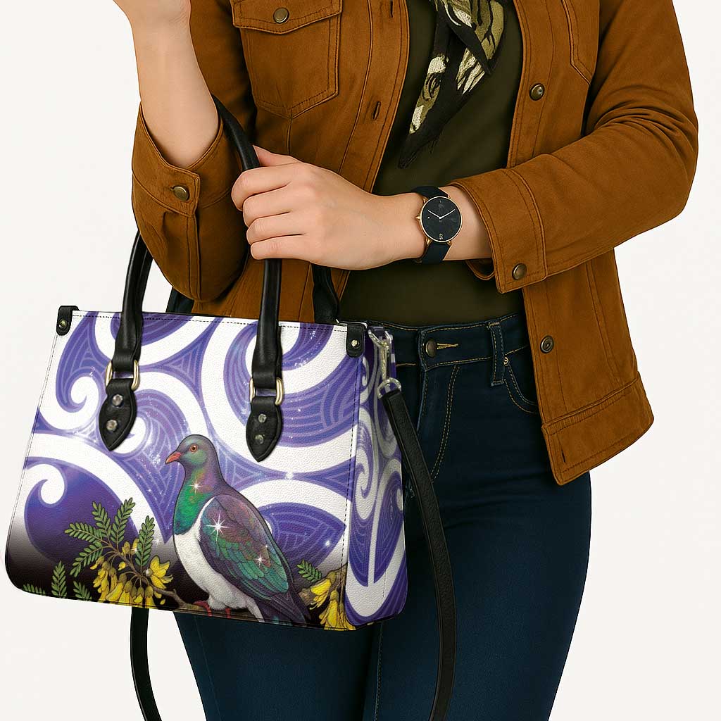 Kekeru New Zealand Matariki Leather Bag Kukupa Kowhai Maori New Year Purple Version LT14 - Polynesian Pride