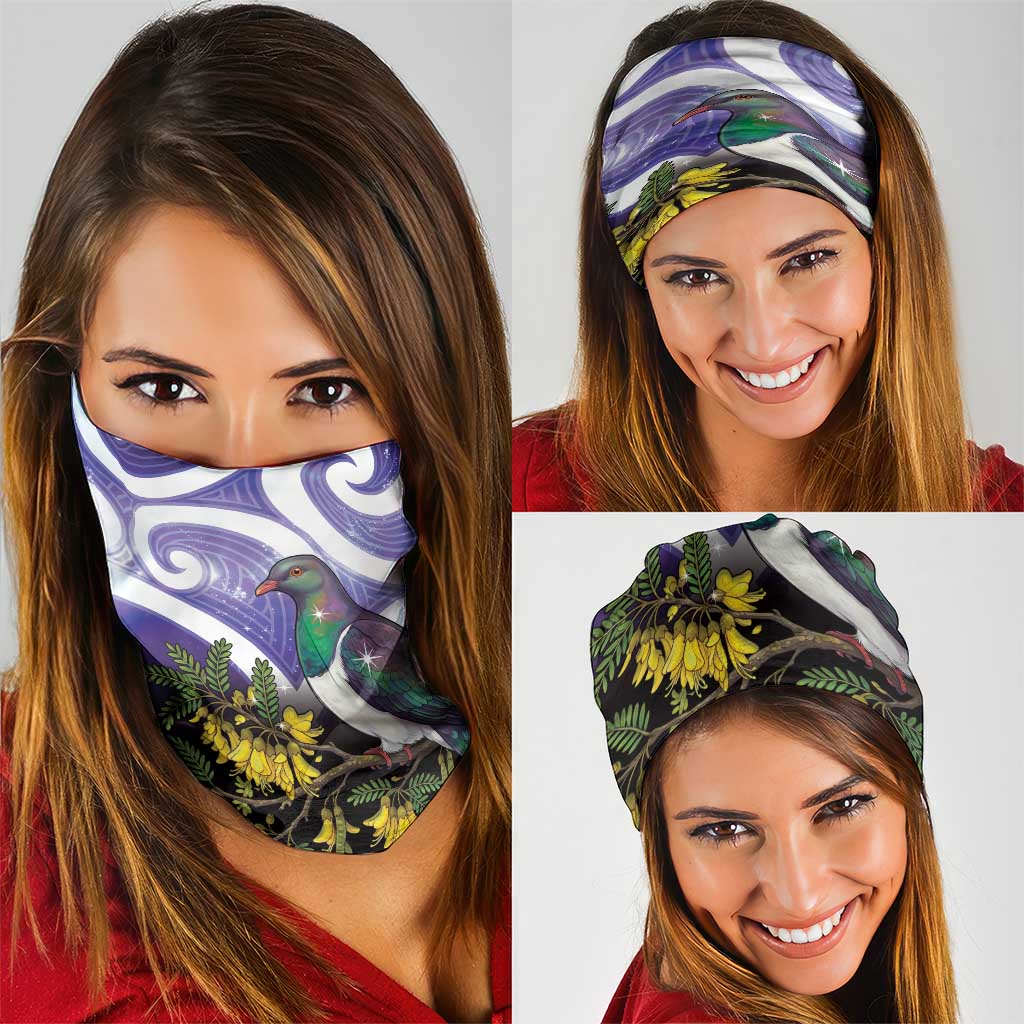 Kekeru New Zealand Matariki Neck Gaiter Kukupa Kowhai Maori New Year Purple Version LT14 - Polynesian Pride