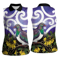 Kekeru New Zealand Matariki Women Sleeveless Polo Shirt Kukupa Kowhai Maori New Year Purple Version LT14 - Polynesian Pride