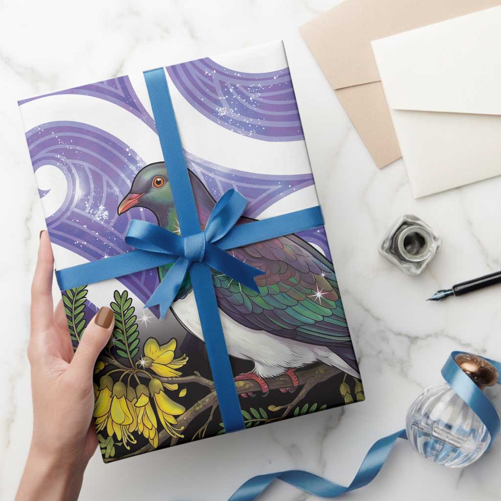 Kekeru New Zealand Matariki Wrapping Paper Kukupa Kowhai Maori New Year Purple Version LT14 - Polynesian Pride
