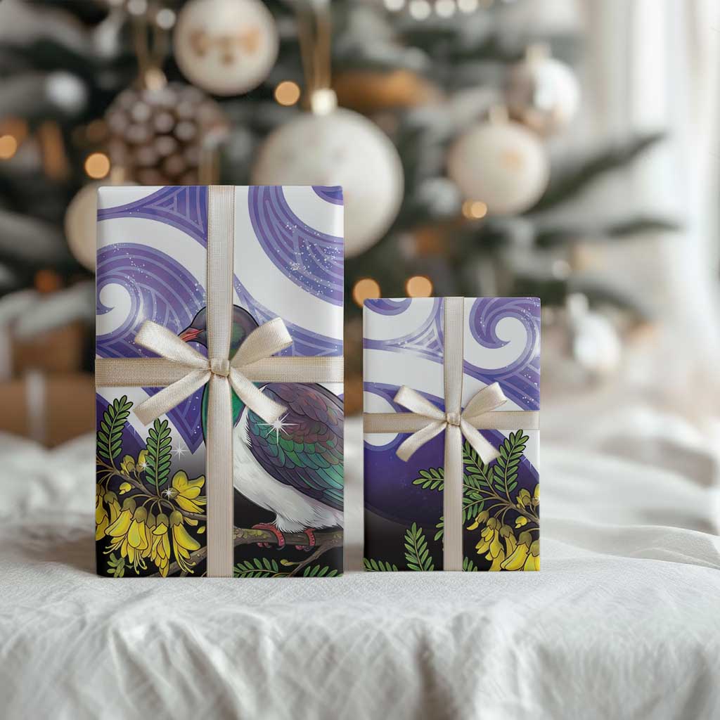 Kekeru New Zealand Matariki Wrapping Paper Kukupa Kowhai Maori New Year Purple Version LT14 - Polynesian Pride