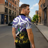 Kekeru New Zealand Matariki Zipper Polo Shirt Kukupa Kowhai Maori New Year Purple Version LT14 - Polynesian Pride