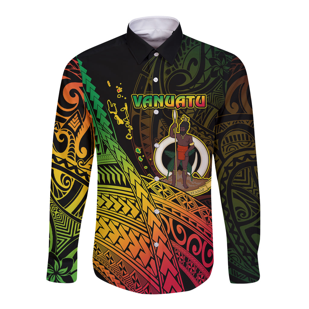 Polynesian Pride Vanuatu Long Sleeve Button Shirt Proud To Be A Ni-Van LT14 Unisex Black - Polynesian Pride