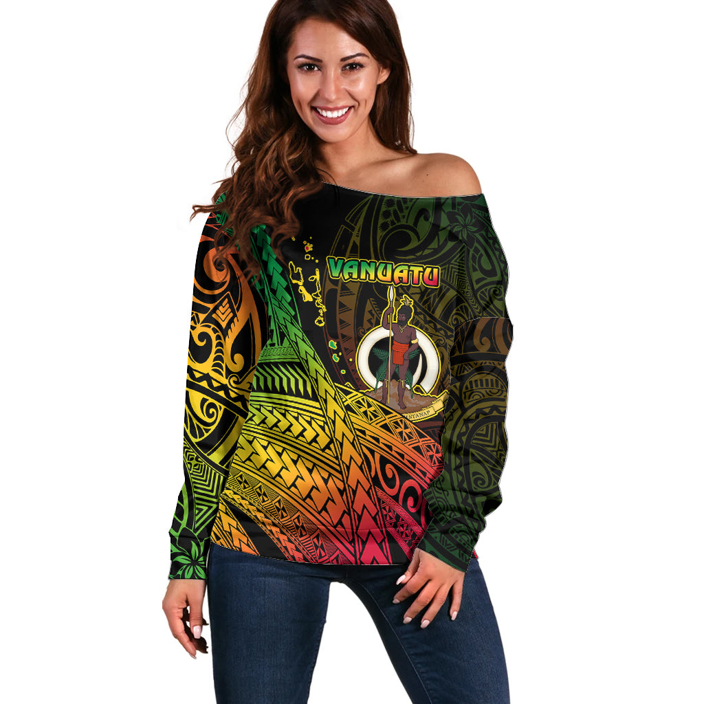 Polynesian Pride Vanuatu Off Shoulder Sweater Proud To Be A Ni-Van LT14 Women Black - Polynesian Pride
