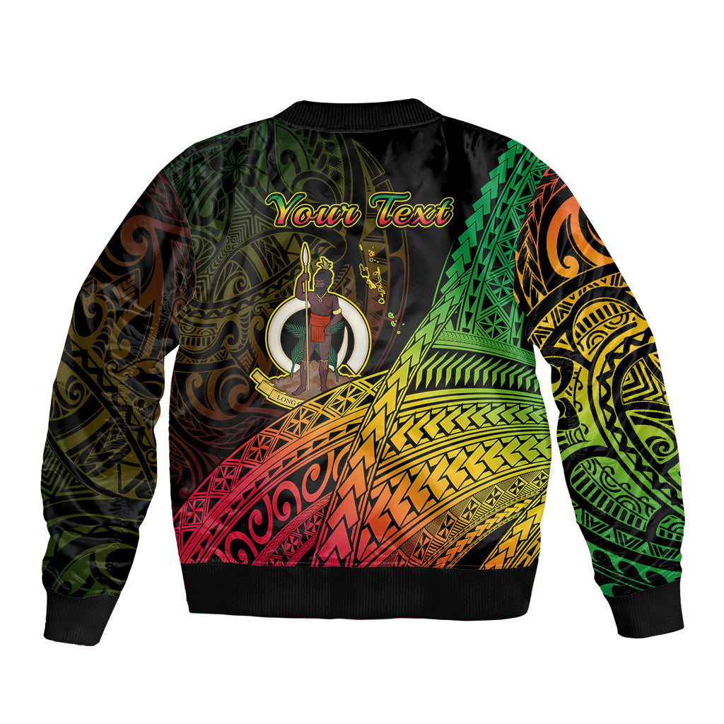 Personalised Vanuatu Sleeve Zip Bomber Jacket Proud To Be A Ni-Van LT14 - Polynesian Pride