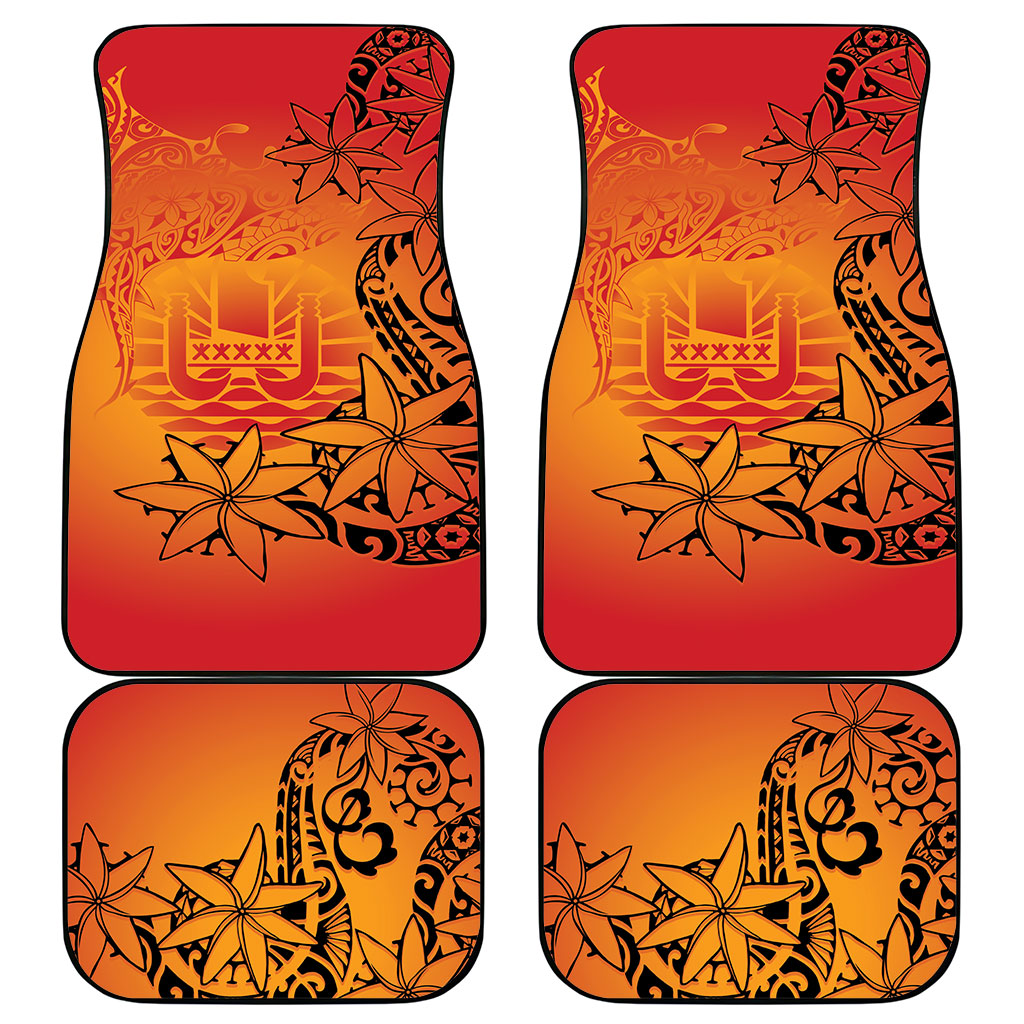 French Polynesia Manta Ray Tattoo Car Mats Tahiti Hahalua Tiare Maori Gradient Style