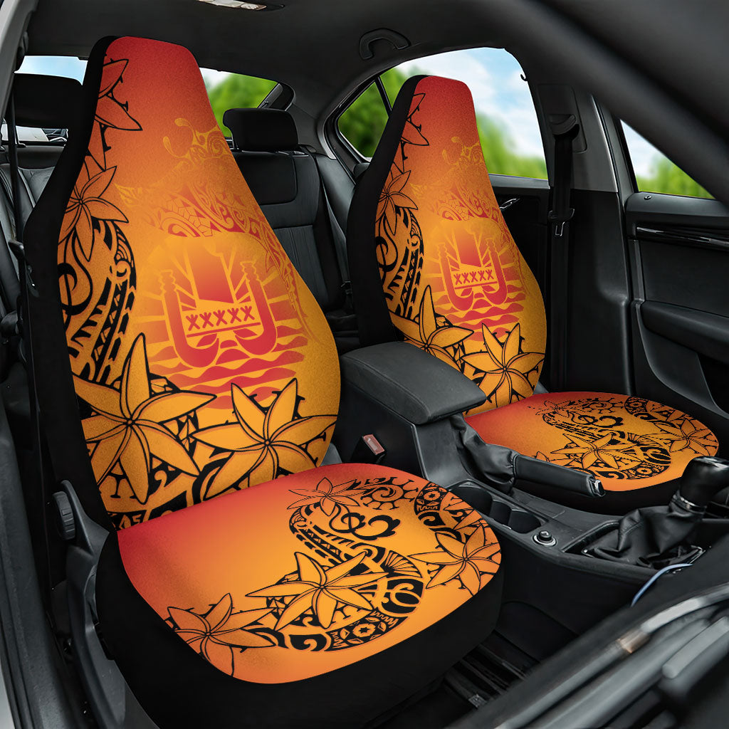 French Polynesia Manta Ray Tattoo Car Seat Cover Tahiti Hahalua Tiare Maori Gradient Style LT14 One Size Orange - Polynesian Pride