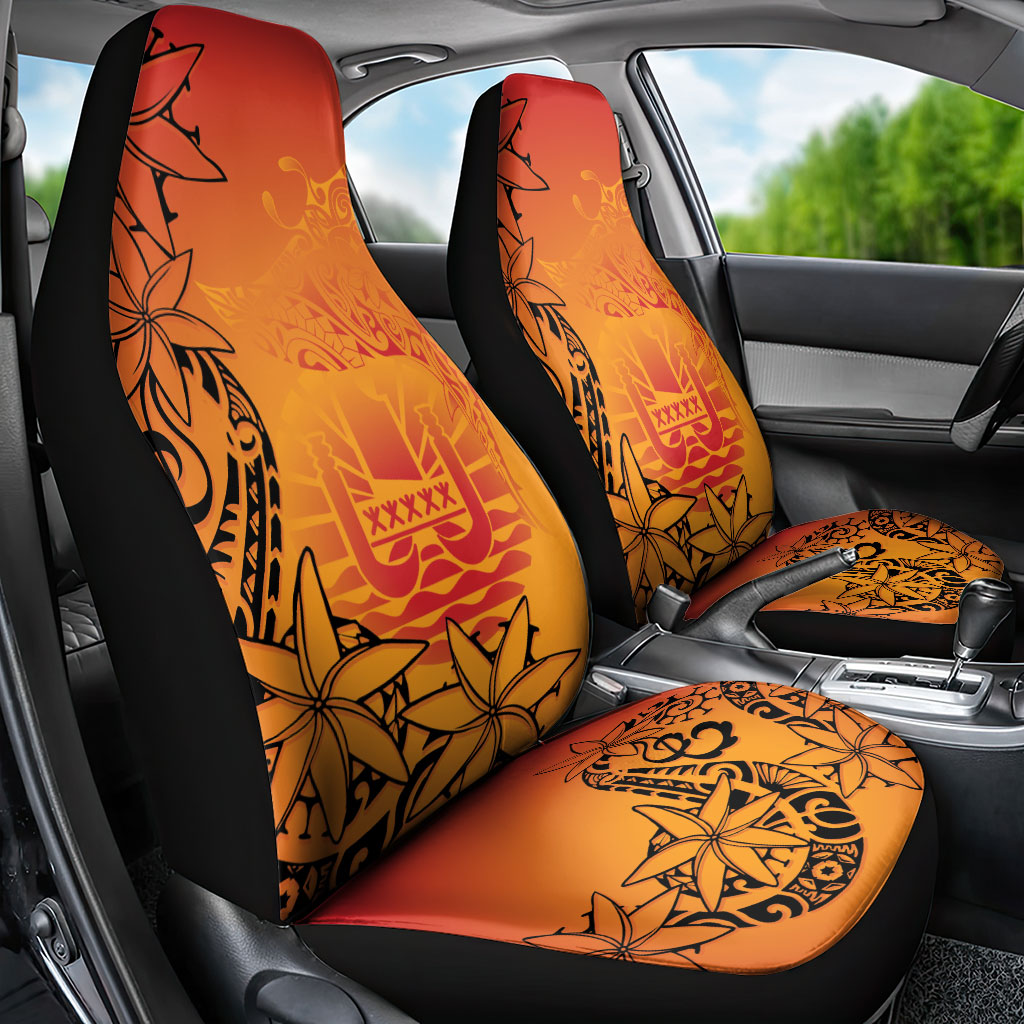 French Polynesia Manta Ray Tattoo Car Seat Cover Tahiti Hahalua Tiare Maori Gradient Style LT14 - Polynesian Pride