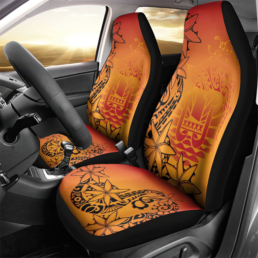 French Polynesia Manta Ray Tattoo Car Seat Cover Tahiti Hahalua Tiare Maori Gradient Style LT14 - Polynesian Pride
