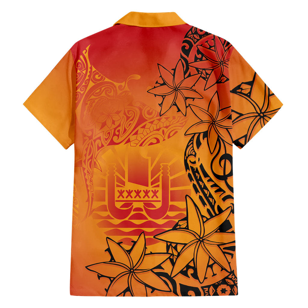 French Polynesia Manta Ray Tattoo Family Matching Long Sleeve Bodycon Dress and Hawaiian Shirt Tahiti Hahalua Tiare Maori Gradient Style LT14 - Polynesian Pride