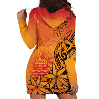 French Polynesia Manta Ray Tattoo Hoodie Dress Tahiti Hahalua Tiare Maori Gradient Style LT14 - Polynesian Pride