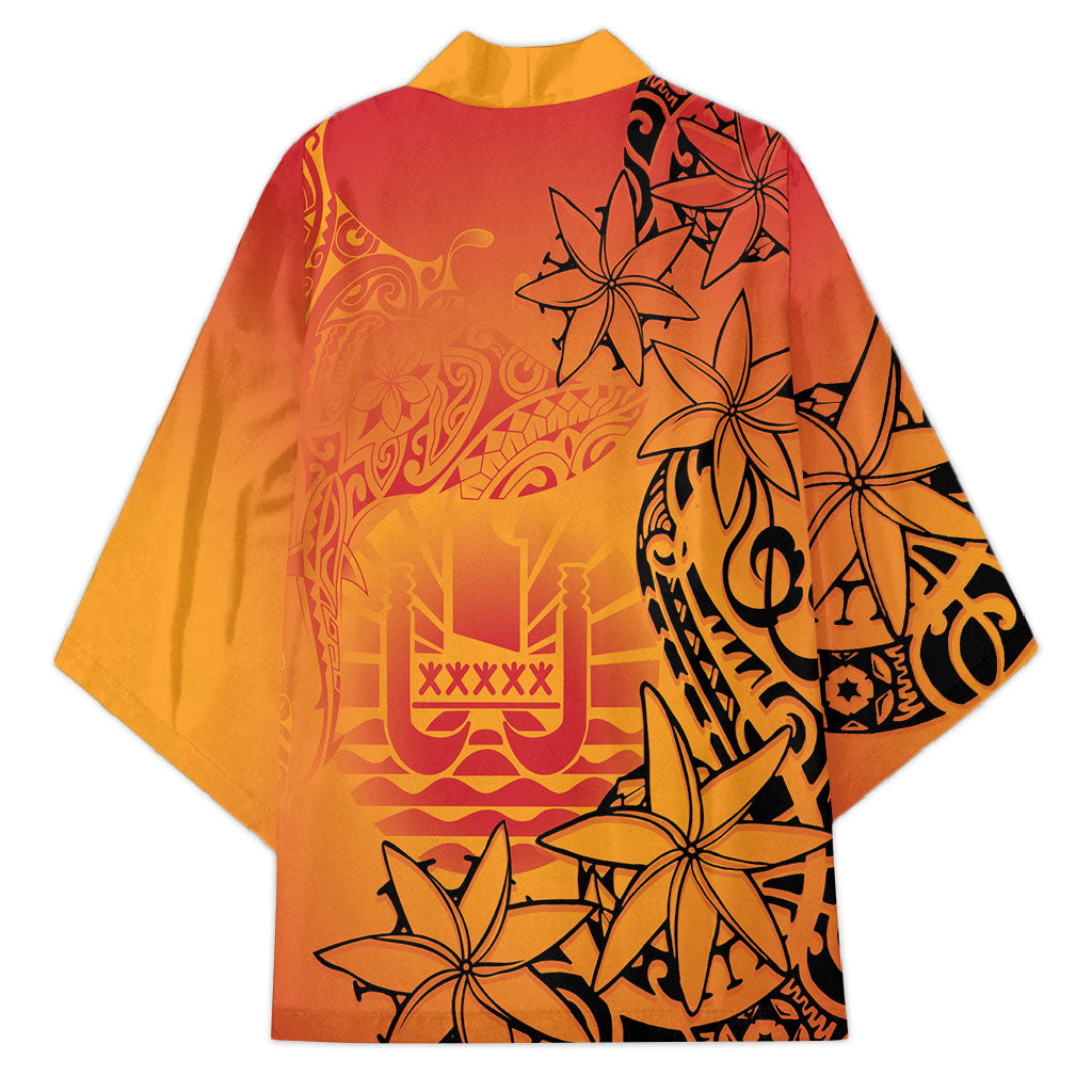 French Polynesia Manta Ray Tattoo Kimono Tahiti Hahalua Tiare Maori Gradient Style