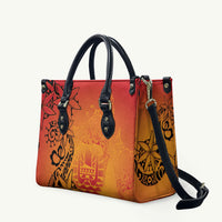 French Polynesia Manta Ray Tattoo Leather Bag Tahiti Hahalua Tiare Maori Gradient Style LT14 Orange - Polynesian Pride