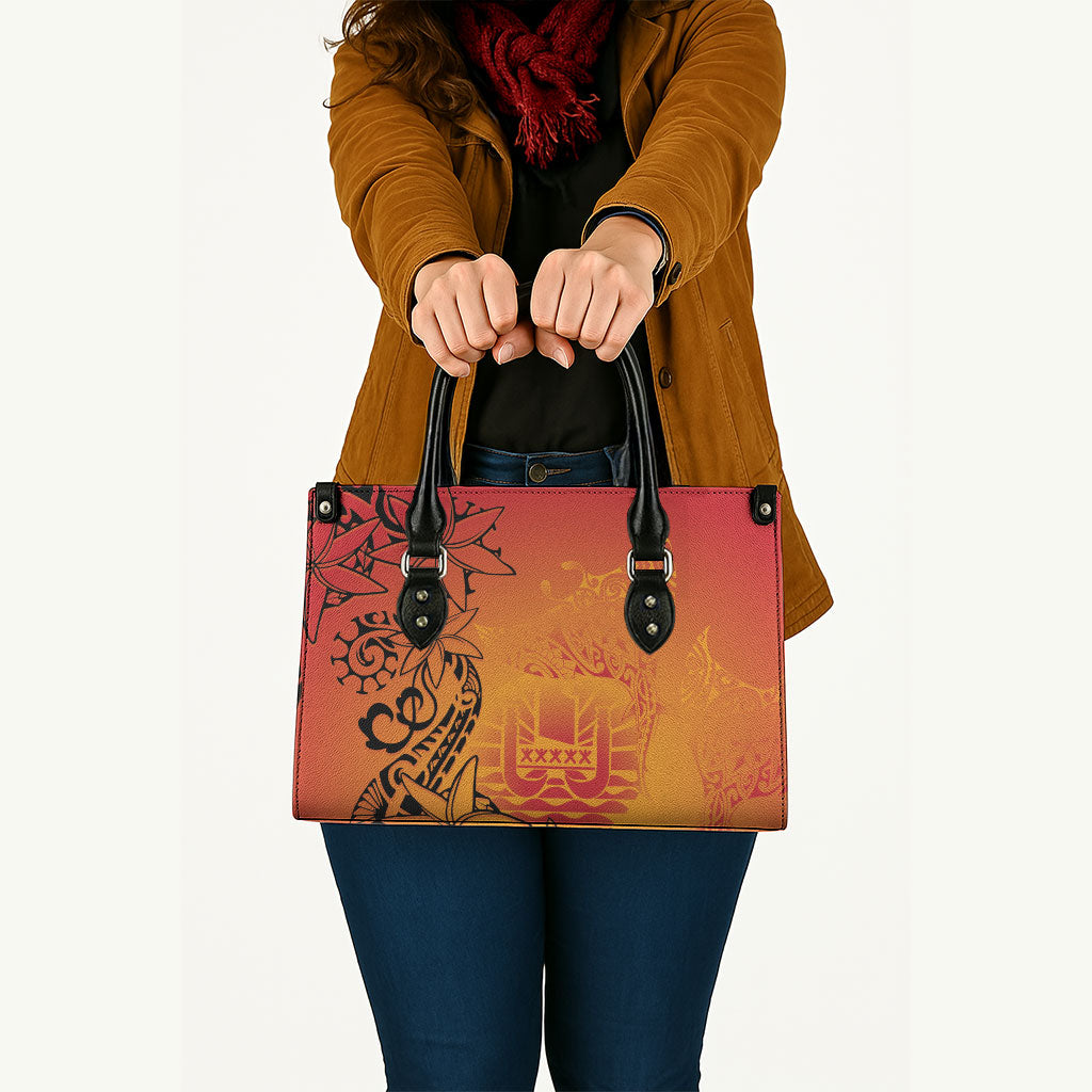 French Polynesia Manta Ray Tattoo Leather Bag Tahiti Hahalua Tiare Maori Gradient Style LT14 - Polynesian Pride