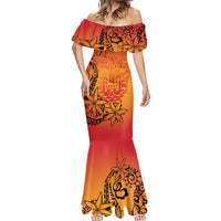 French Polynesia Manta Ray Tattoo Mermaid Dress Tahiti Hahalua Tiare Maori Gradient Style LT14 - Polynesian Pride