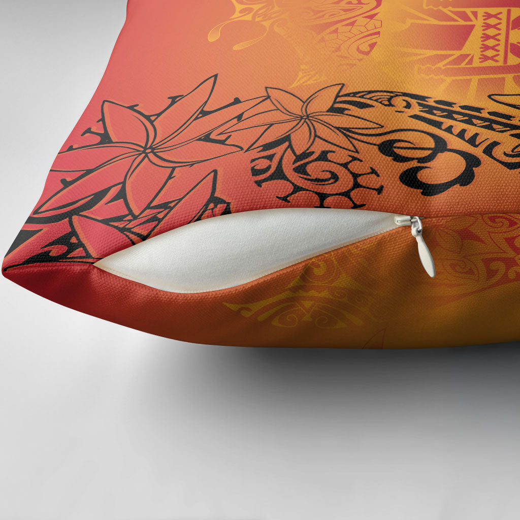 French Polynesia Manta Ray Tattoo Pillow Cover Tahiti Hahalua Tiare Maori Gradient Style