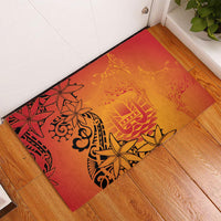 French Polynesia Manta Ray Tattoo Rubber Doormat Tahiti Hahalua Tiare Maori Gradient Style