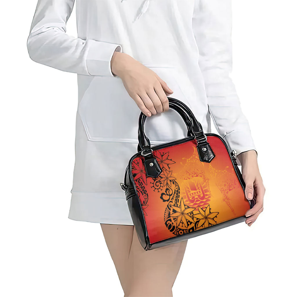 French Polynesia Manta Ray Tattoo Shoulder Handbag Tahiti Hahalua Tiare Maori Gradient Style