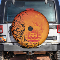 French Polynesia Manta Ray Tattoo Spare Tire Cover Tahiti Hahalua Tiare Maori Gradient Style LT14 Orange - Polynesian Pride