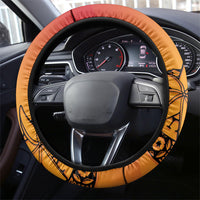 French Polynesia Manta Ray Tattoo Steering Wheel Cover Tahiti Hahalua Tiare Maori Gradient Style