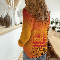 French Polynesia Manta Ray Tattoo Women Casual Shirt Tahiti Hahalua Tiare Maori Gradient Style LT14 - Polynesian Pride