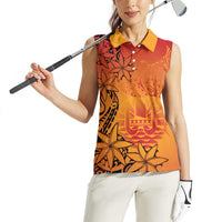 French Polynesia Manta Ray Tattoo Women Sleeveless Polo Shirt Tahiti Hahalua Tiare Maori Gradient Style LT14 - Polynesian Pride