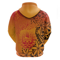 French Polynesia Manta Ray Tattoo Zip Hoodie Tahiti Hahalua Tiare Maori Gradient Style LT14 - Polynesian Pride