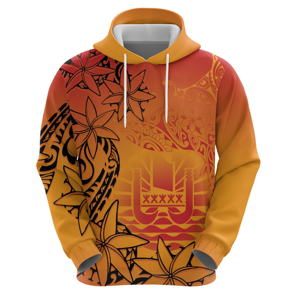 French Polynesia Manta Ray Tattoo Zip Hoodie Tahiti Hahalua Tiare Maori Gradient Style LT14 - Polynesian Pride