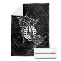French Polynesia Manta Ray Tattoo Blanket Tahiti Hahalua Turtle Shark Black Color