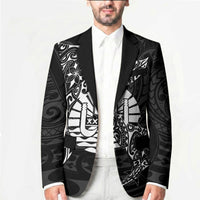 French Polynesia Manta Ray Tattoo Blazer Tahiti Hahalua Turtle Shark Black Color