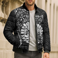 French Polynesia Manta Ray Tattoo Bomber Puffer Jacket Tahiti Hahalua Turtle Shark Black Color LT14 - Polynesian Pride