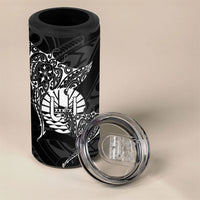 French Polynesia Manta Ray Tattoo 4 in 1 Can Cooler Tumbler Tahiti Hahalua Turtle Shark Black Color LT14 - Polynesian Pride