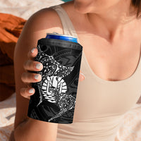 French Polynesia Manta Ray Tattoo 4 in 1 Can Cooler Tumbler Tahiti Hahalua Turtle Shark Black Color LT14 - Polynesian Pride