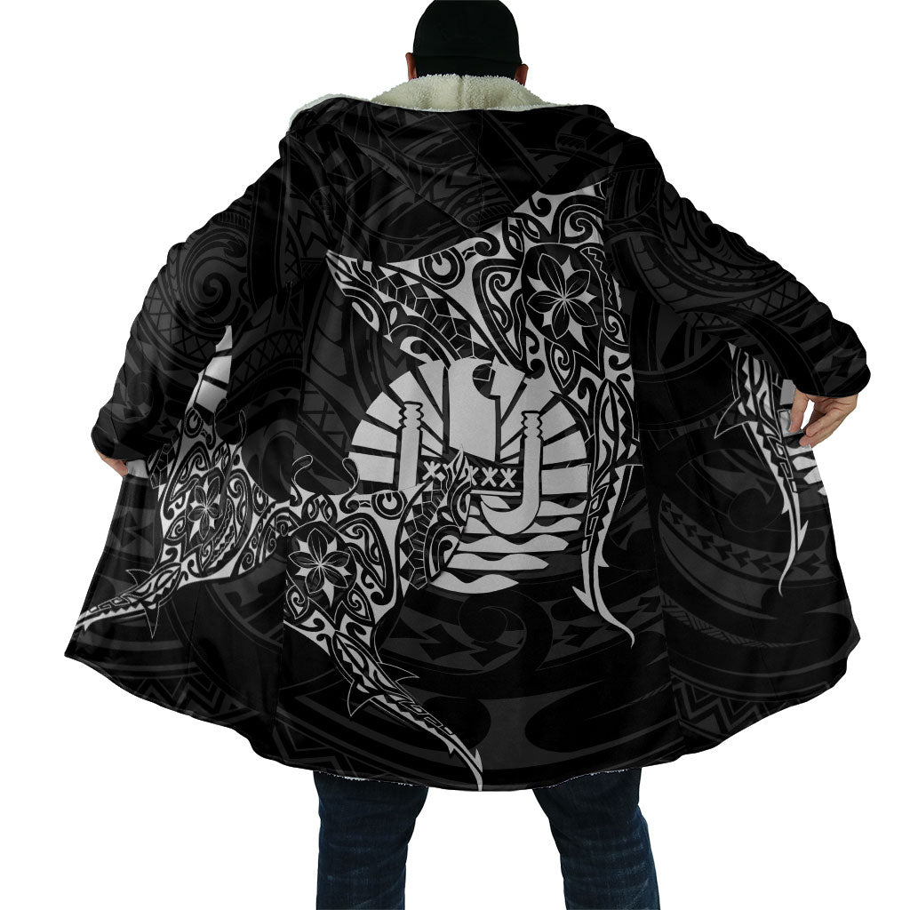 French Polynesia Manta Ray Tattoo Cloak Tahiti Hahalua Turtle Shark Black Color LT14 - Polynesian Pride
