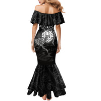 French Polynesia Manta Ray Tattoo Family Matching Mermaid Dress and Hawaiian Shirt Tahiti Hahalua Turtle Shark Black Color LT14 - Polynesian Pride