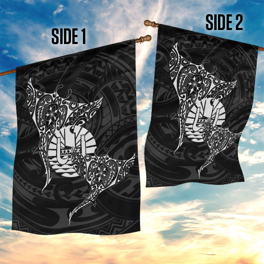 French Polynesia Manta Ray Tattoo Garden Flag Tahiti Hahalua Turtle Shark Black Color