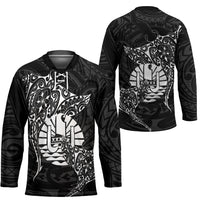 French Polynesia Manta Ray Tattoo Hockey Jersey Tahiti Hahalua Turtle Shark Black Color LT14 - Polynesian Pride