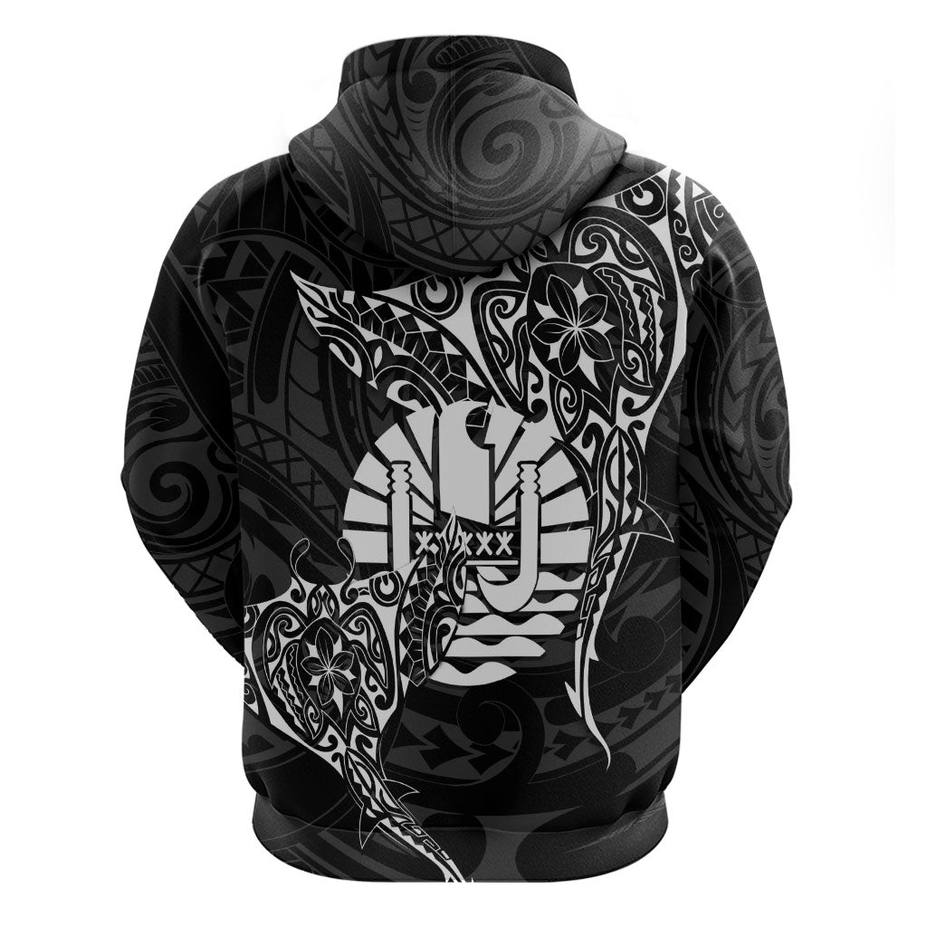 French Polynesia Manta Ray Tattoo Hoodie Tahiti Hahalua Turtle Shark Black Color LT14 - Polynesian Pride