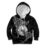 French Polynesia Manta Ray Tattoo Kid Hoodie Tahiti Hahalua Turtle Shark Black Color LT14 Hoodie Black - Polynesian Pride
