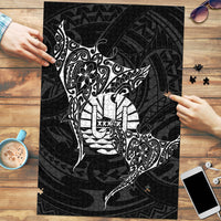 French Polynesia Manta Ray Tattoo Puzzle Tahiti Hahalua Turtle Shark Black Color LT14 Black - Polynesian Pride