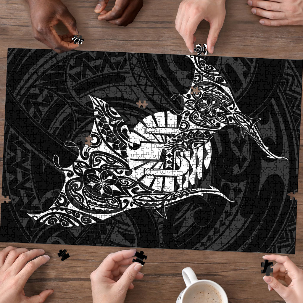 French Polynesia Manta Ray Tattoo Puzzle Tahiti Hahalua Turtle Shark Black Color LT14 - Polynesian Pride