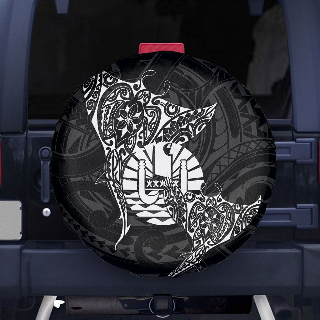 French Polynesia Manta Ray Tattoo Spare Tire Cover Tahiti Hahalua Turtle Shark Black Color