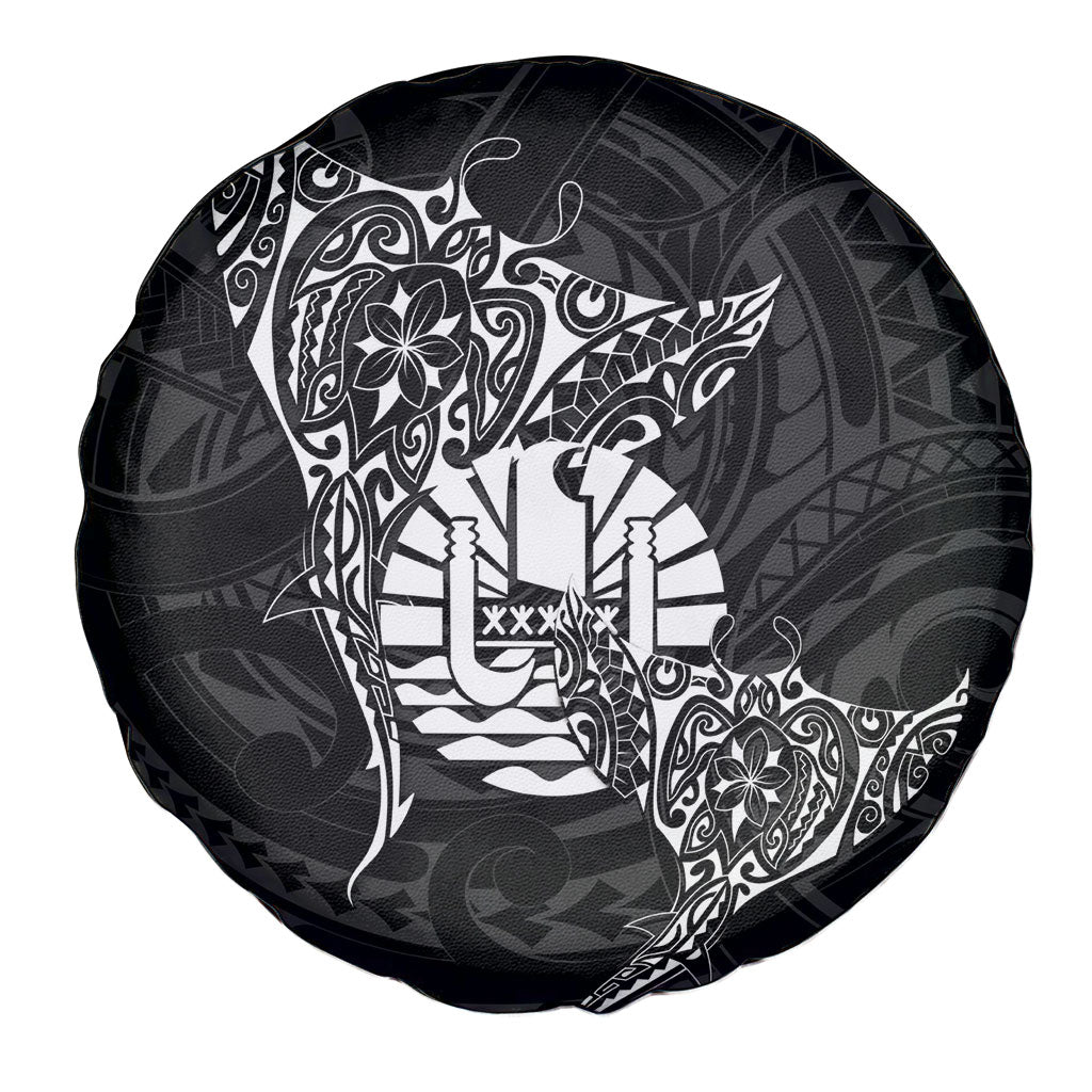 French Polynesia Manta Ray Tattoo Spare Tire Cover Tahiti Hahalua Turtle Shark Black Color