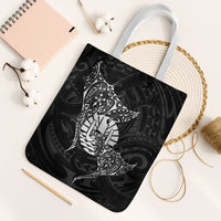 French Polynesia Manta Ray Tattoo Tote Bag Tahiti Hahalua Turtle Shark Black Color